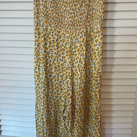 Faithfull The Brand Della Jumpsuit yellow floral cap sleeve 4 smocking small - Picture 11 of 12